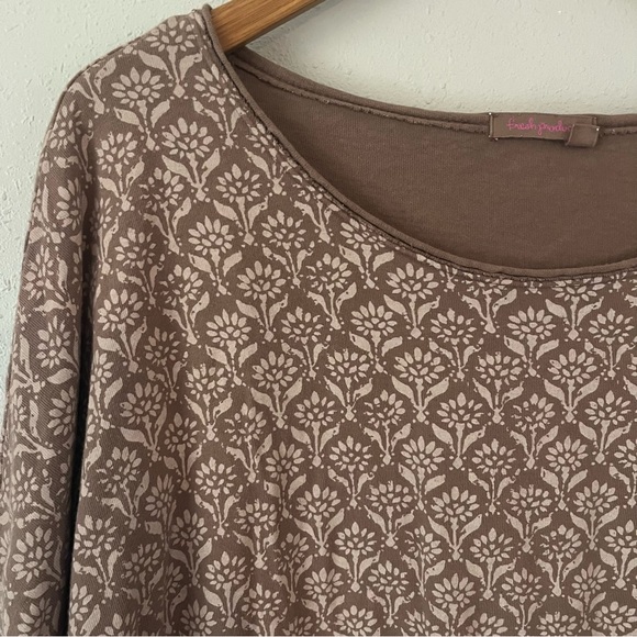 Fresh Produce Brown/Tan Flower Print Blouse Size XL/XXL - Picture 9 of 12
